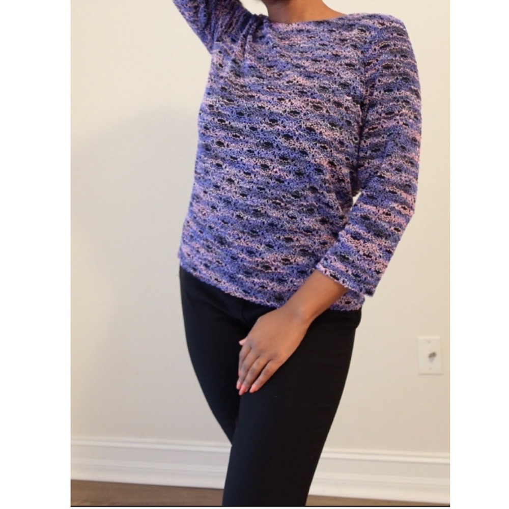 JM Collection Purple and Black Textured Sweater